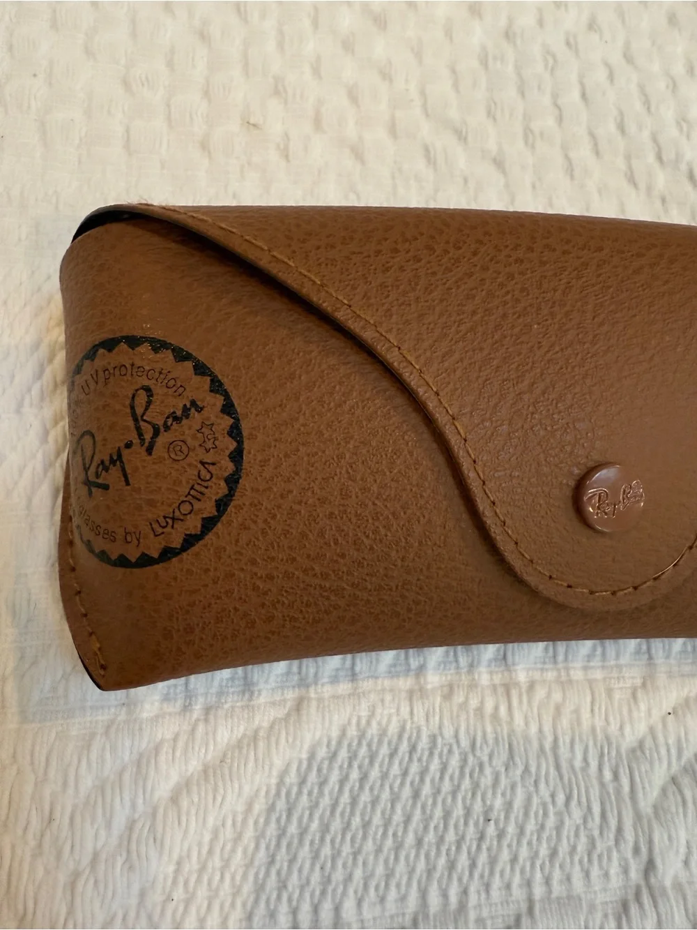 Original Luxottica Ray-Ban Tan Brown Leather Sunglasses Case Only